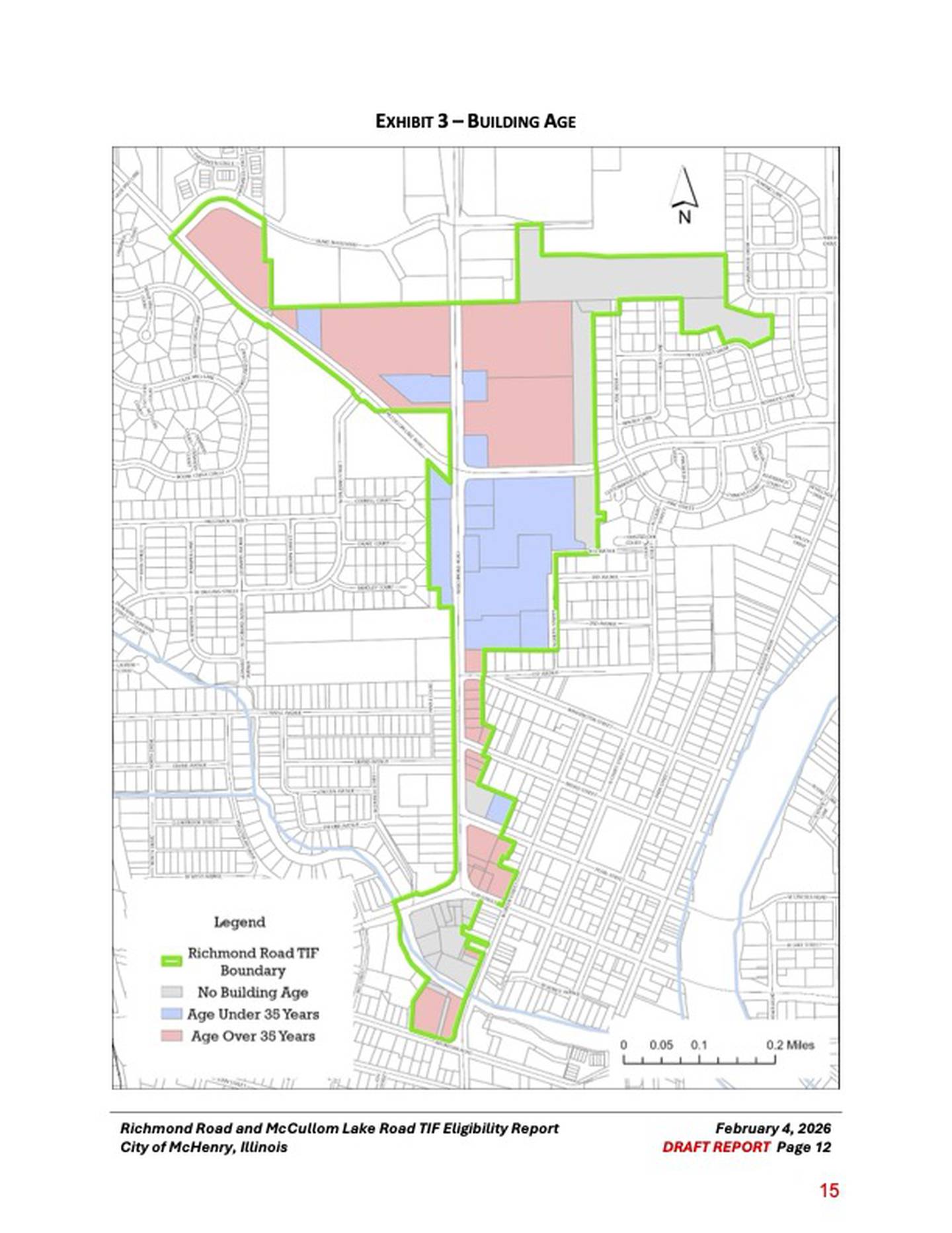 The potential Richmond/McCullom Lake road TIF Map, presented by Teska Associates to the McHenry City Council on Tuesday, Feb. 17, 2026. The map includes portions of the Green Street downtown corridor.