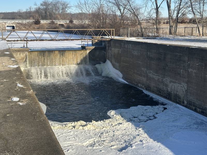 A view of Lock 11 on the Hennepin Canal on Wednesday, Jan. 28, 2026 near Tiskilwa. The lock is beginning to produce Pancake ice. Pancake ice is a relatively rare phenomenon when ice or slush breaks into pieces that bump into each other, creating circular slabs.