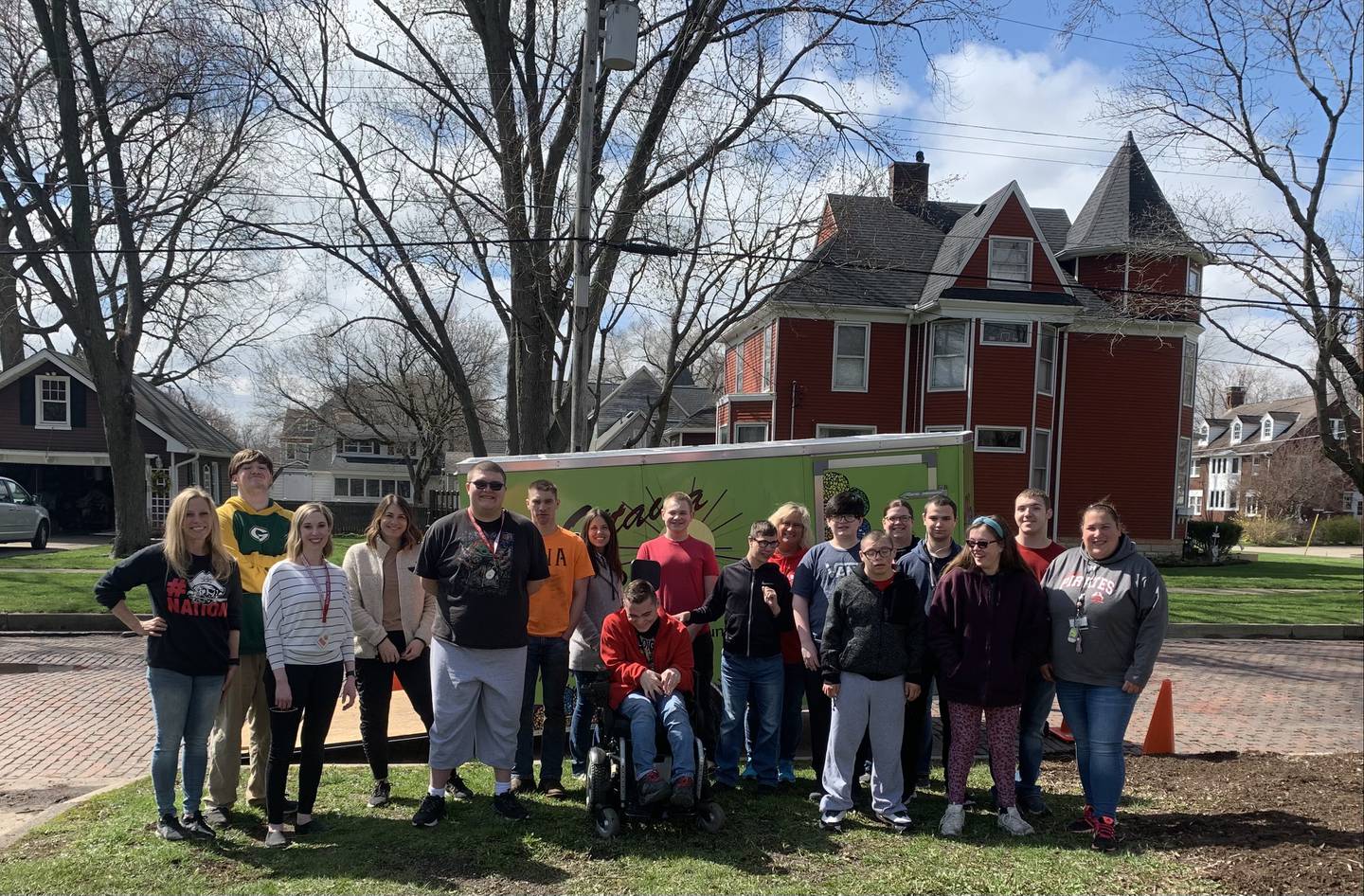 Holly Hall’s students from Ottawa High School helped clean out flower beds and lay mulch in the East Side Park on Thursday, April 21, 2022.