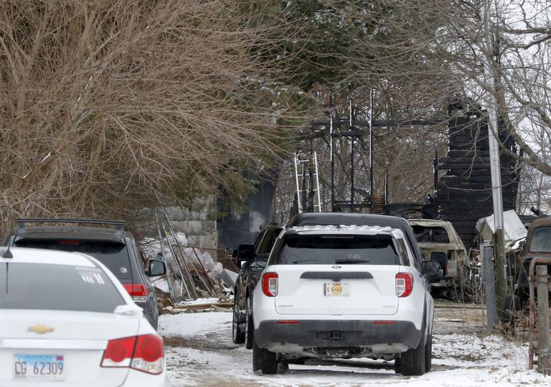 Boone County Fire District units at the scene of a fire Monday, March 7, 2022, on Fleming Road northwest of Marengo in Boone County.