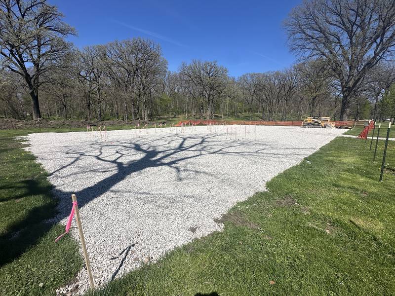 The aera of Logan's Oasis playground on  Monday, April 20, 2026 at Marilla Park in Streator. The playground has been in the works for almost two years. The project is spearheaded by Melissa Crank and family members in memory of her late son, Logan Crank.