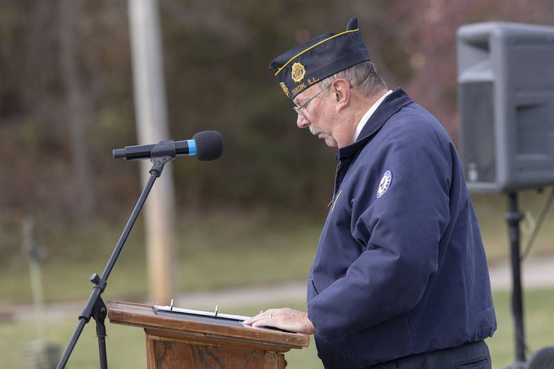 Mike Barney begins the Veterans Day ceremony Tuesday, Nov. 11, 2025, in Dixon.