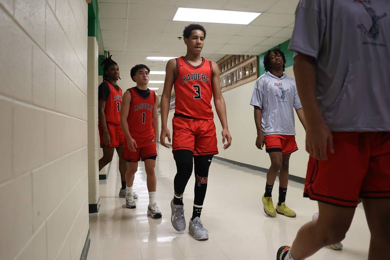 Bolingbrook’s Davion Thompson (3) heads to the locker room at halftime against St. Francis in the Jack Tosh 2023 Holiday Classic on Wednesday, Dec.27th, 2023 in York.