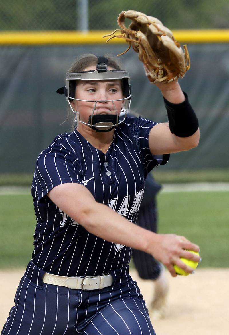 Cary-Grove’s Paityn Ahlquist throws a pitch during the Class 3A Prairie Ridge Regional Championship softball game against Prairie Ridge on Friday, May 22, 2026, at Prairie Ridge High School.