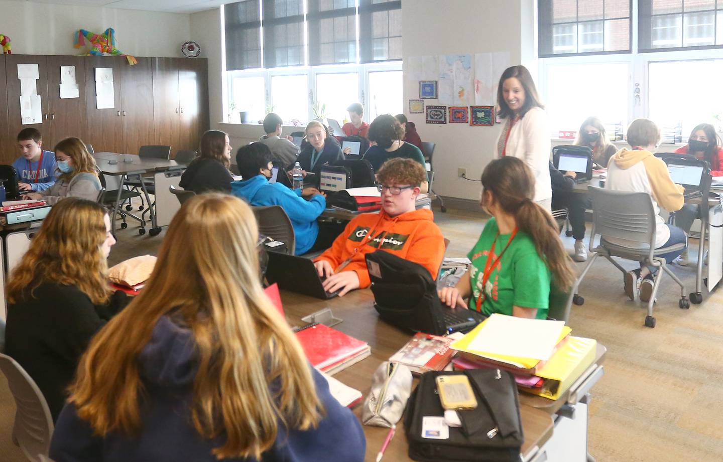 Kellie Liebhart teaches her Spanish 1 class on Wednesday, March 9, 2022 at La Salle-Peru Township High School.