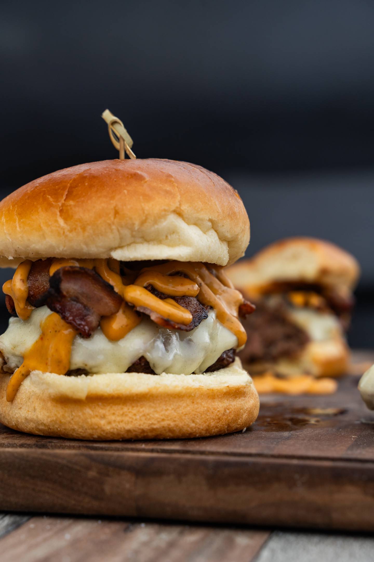 Dominique Leach’s Grilled Brisket Burger features smoked brisket “pattied” with brown sugar, chili powder, smoked paprika, garlic and more