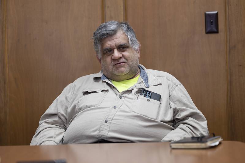 Eric Dodge of Ashton speaks of his wild ride Wednesday, June 4, 2025. In February, Dodge’s semi-truck veered off I-88 and jumped Bollman Road outside of Dixon.