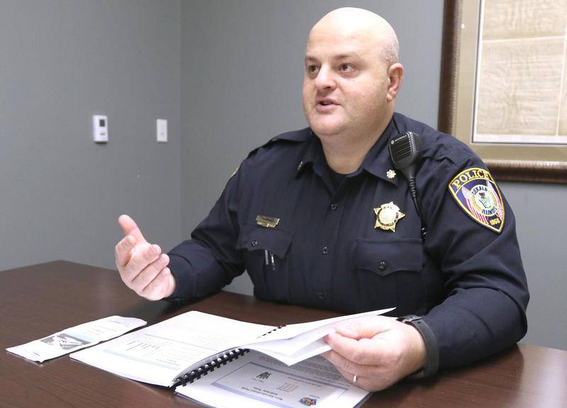 DeKalb Police Commander Steve Lekkas talks Friday at the department about the training the officers have received on the subject of determining whether there is probable cause to detain a driver who may be impaired after using marijuana.