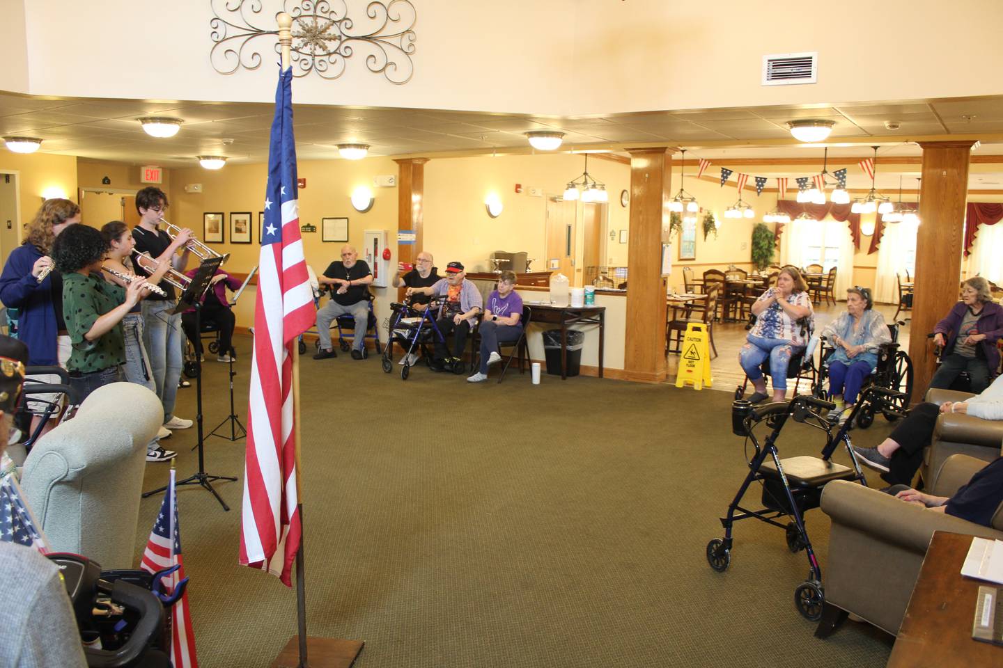 McHenry High School students perform patriotic songs for Heritage Woods of McHenry residents during a Flag Day ceremony on June 14, 2025.