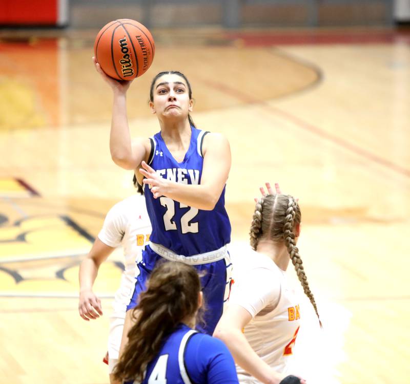 Geneva’s Leah Palmer shoots the ball during the Class 4A Batavia Sectional final against Batavia on Thursday, Feb. 22, 2024.