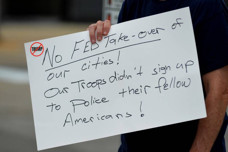 This was one of the signs on display during Indivisible of Ogle County's rally on Saturday, Aug. 16, 2025 in Oregon to protest policies and executive orders by President Donald Trump and his administration.