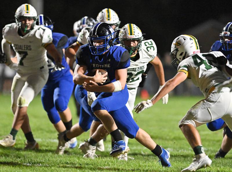 Peotone's Connor Pasch runs the ball during a conference game against Coal City on Friday, Sep 27, 2024 at Peotone. (Dean Reid for Shaw Local News)