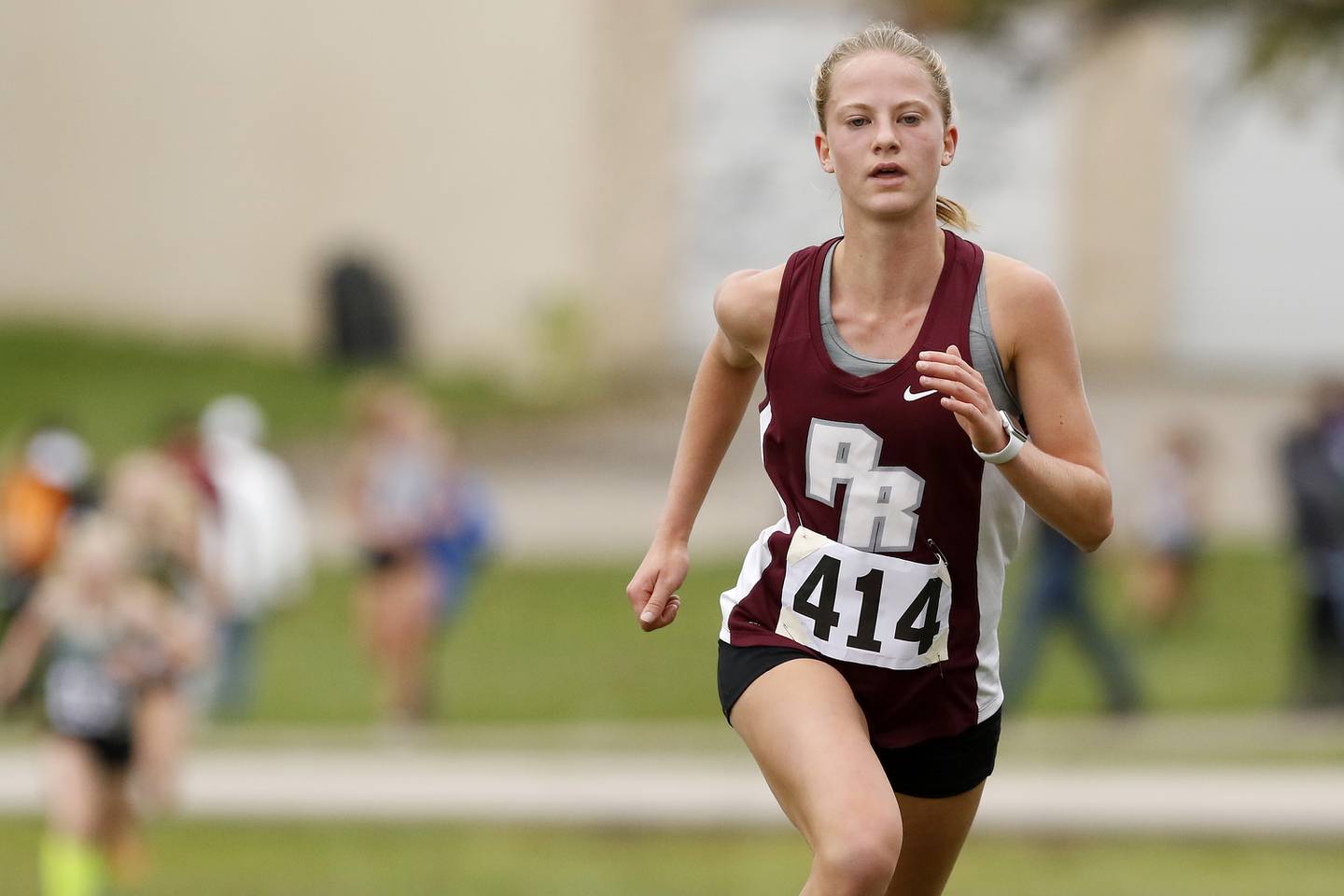 Prairie Ridge's Rachel Soukup heads for the finish line to place seventh during the girls Class 2A Woodstock North XC Sectional at Emricson Park on Saturday, Oct. 30, 2021 in Woodstock.