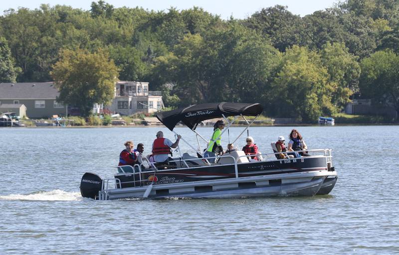 Free pontoon boat rides on Round Lake were offered during the Family Fishing Event at Lake Front Park on Saturday, September 9th in Round Lake Beach. The event was sponsored by the Round Lake Area Park District and the Huebner Fishery Management Foundation.
Photo by Candace H. Johnson for Shaw Local News Net work