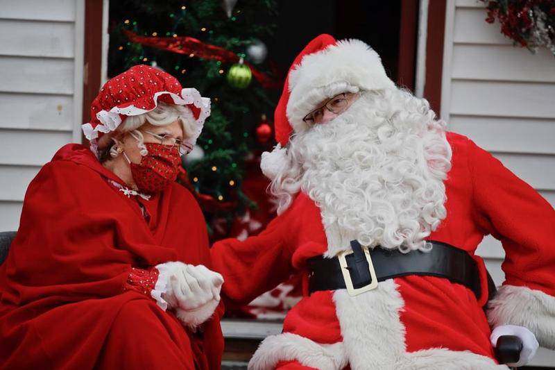 Santa and Mrs. Claus enjoy a moment together.