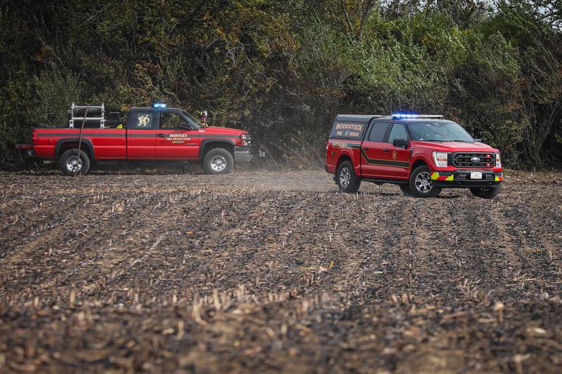 About 7 1/2 acres of cornfield burned Friday, Oct. 11, 2024, near Woodstock.