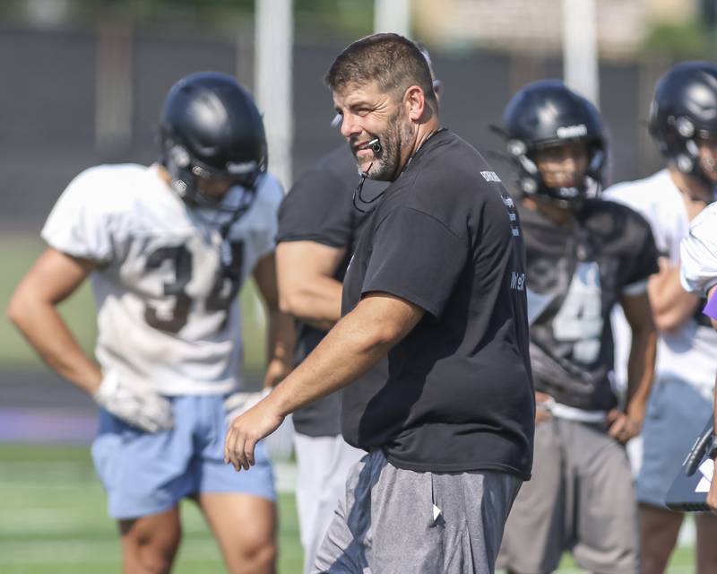 Head coach Joe Horeni at Downers Grove North High School football practice, Thursday, Aug 14, 2025  in Downers Grove.