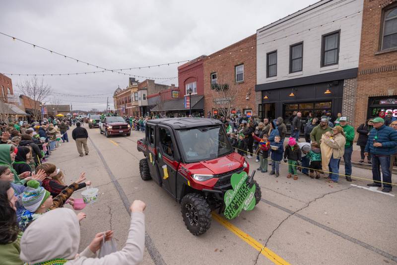 Crowds lined both sides of the street despite the cold and damp weather at the St. Patrick's Day Parade on March 7, 2026 in Utica.