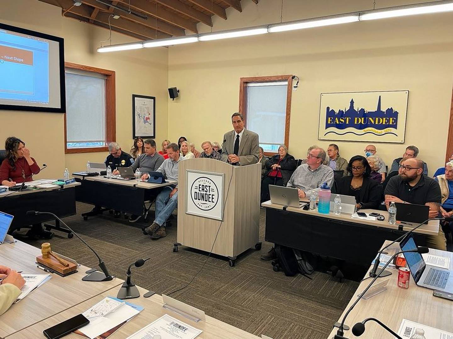 Dan Shapiro, an attorney for owners of the Elgin Mall, criticized "veiled comments" at the East Dundee board meeting on Monday, March 20, 2023, for being offensive to Hispanics.