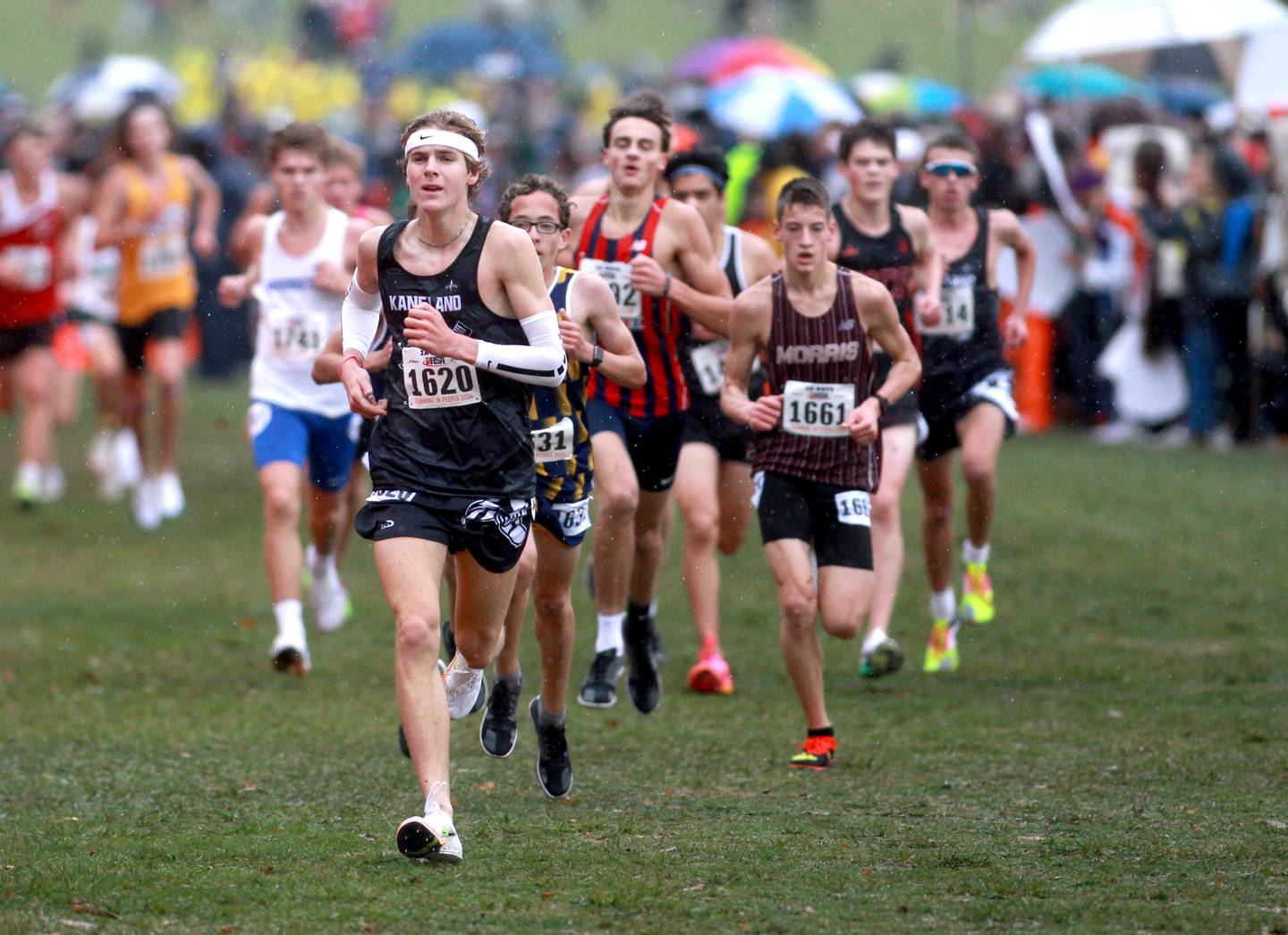 Kaneland's Evan Nosek competes in the Class 2A State Cross Country Championships on Saturday, Nov. 9, 2024 at Detweiller Park in Peoria.