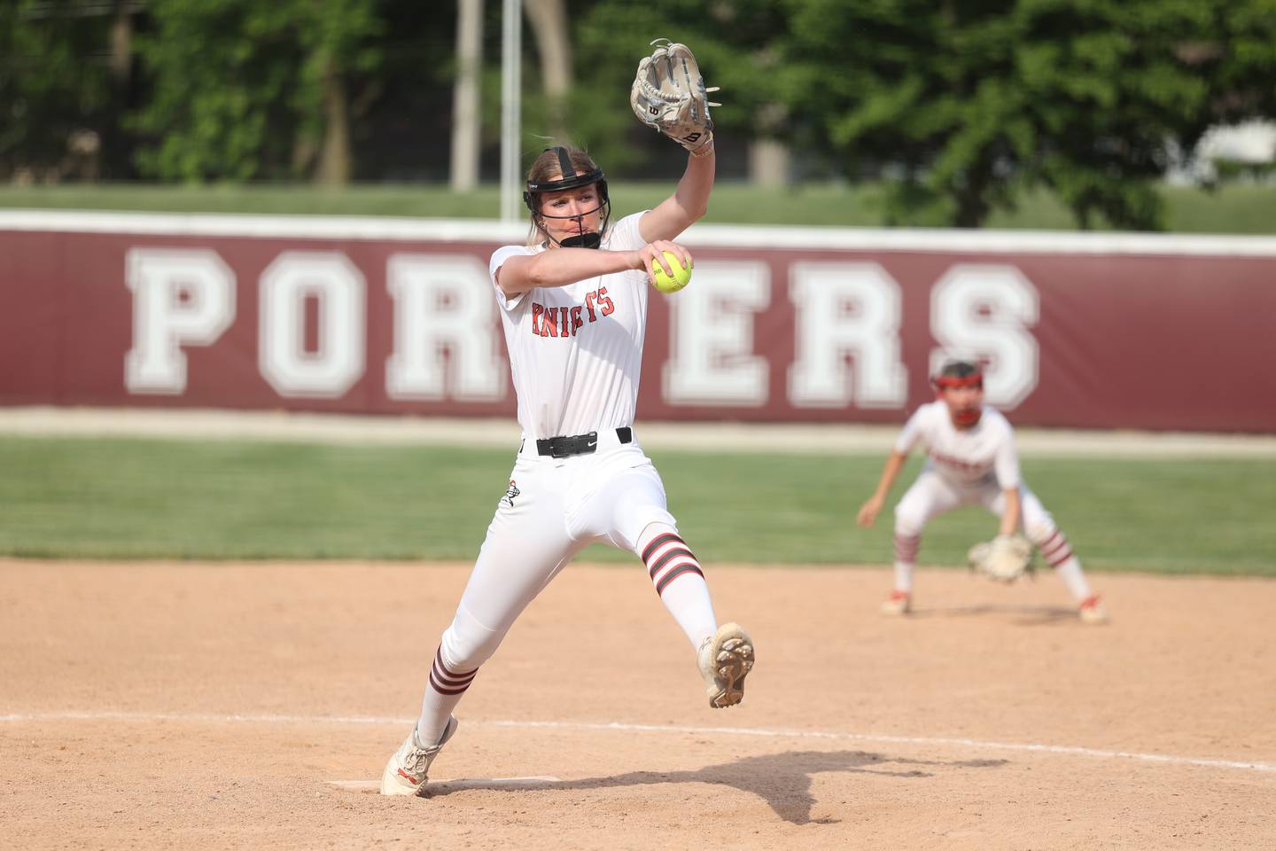 Lincoln-Way Central’s Lisabelle Dimitrijevic delivers a pitch against Lincoln-Way West in the Class 4A Lockport Sectional semifinal on Wednesday, May 30, 2023, in Lockport.