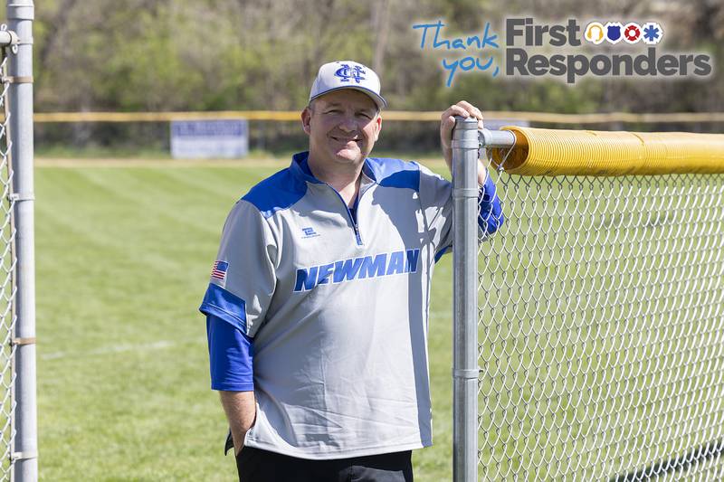 First responder Chad Miner spends his free time as an assistant coach for the Newman baseball team.