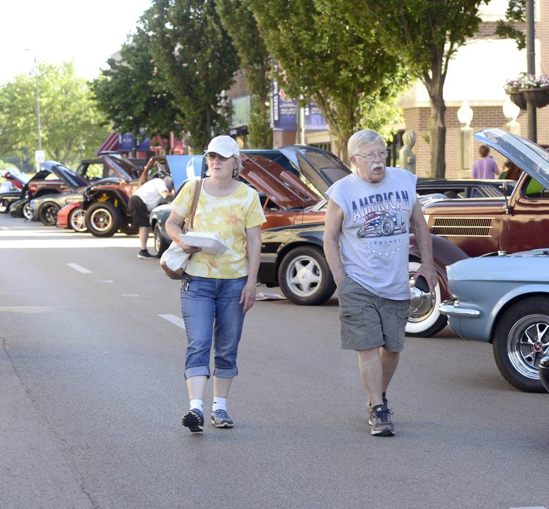 From one end of LaSalle St to the other were lined with classic vintage cars to view during the annual Ottawa Cruise Night sponsored by The LaSalle County Cruisers.