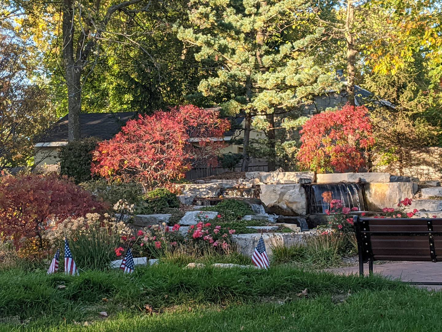 Veterans Serenity Park is located at 33 N. Adams St. in Oswego, next to the Park District’s Hudson Crossing Park.