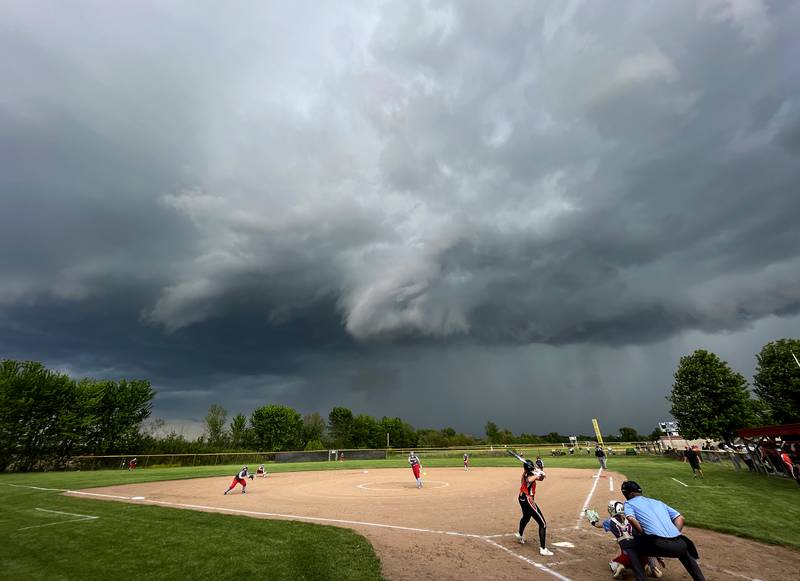 Marian Central’s Hurricanes faced Winnebago to begin an IHSA Class 2A Regional game under threatening skies at Raymond Benoy Field in Woodstock Monday.