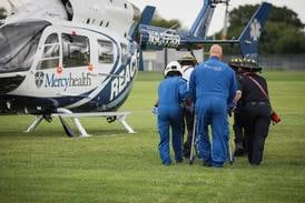 Elderly man airlifted after fall from roof in Marengo