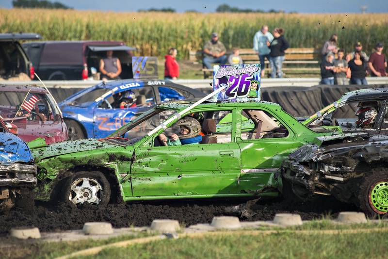 Lilly Breckenridge gets at it during the 12 and under demo derby Saturday in Morrison.