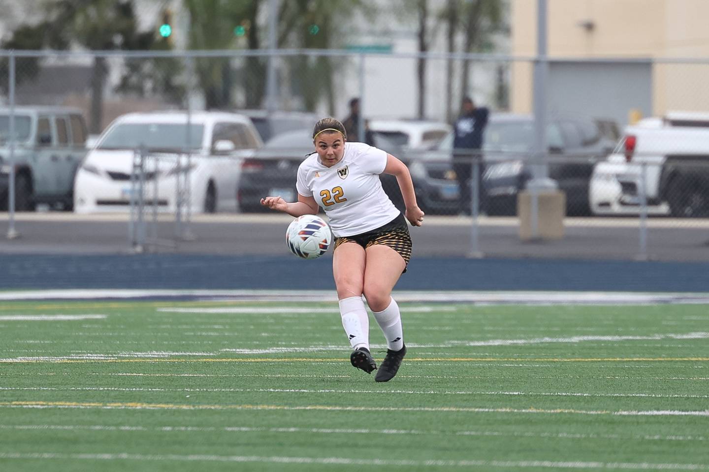 Thursday, April 18, 2024 Joliet West's Jovi Biancolosso makes a long pass against Plainfield South.