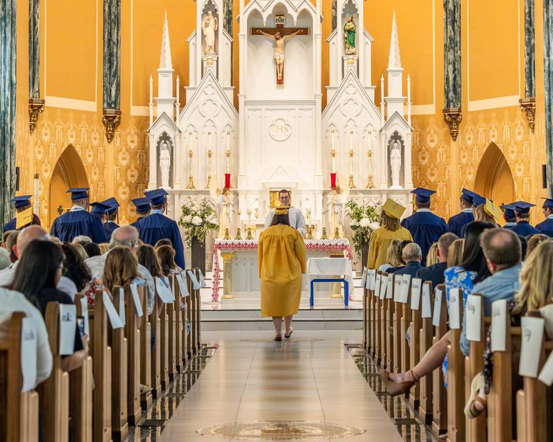 2026 Marquette Academy Graduates await their name to be called to accept their Diplomas during the Graduation Ceremony on May 24, 2026 at St. Columba Church in Ottawa.
