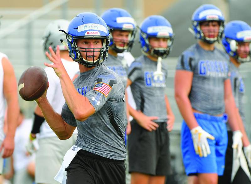 Geneva's quarterback Hayden McCoy during 7-on-7 football at Kaneland in Maple Park July 16.