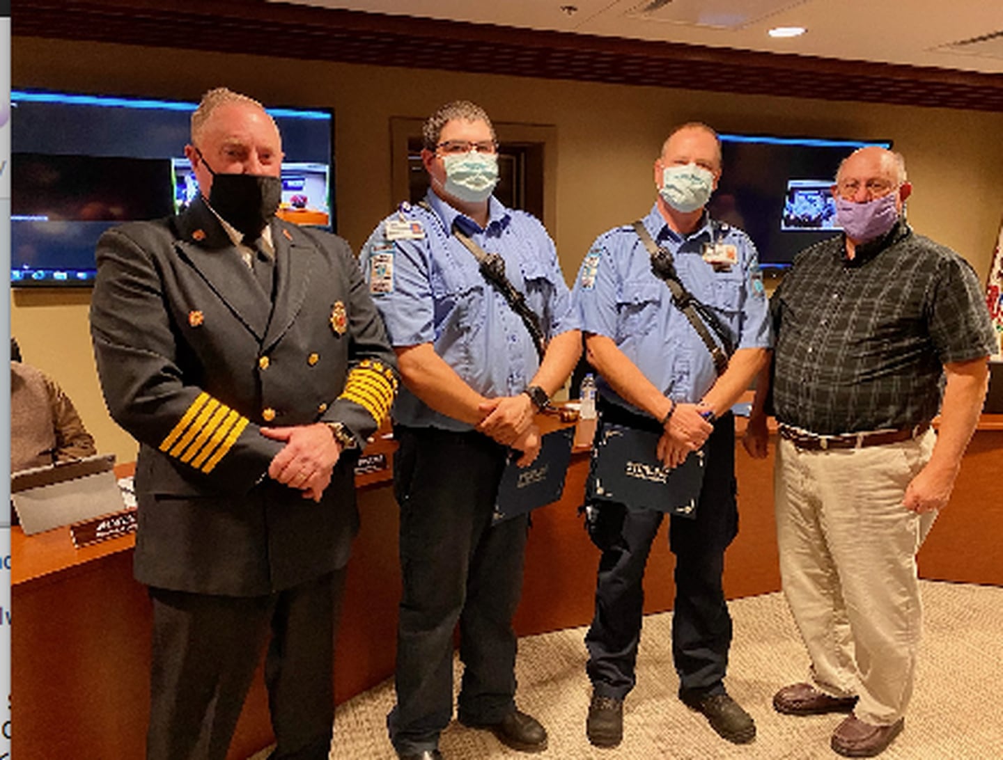 Sterling firefighters commended at Monday's City Council meeting.
