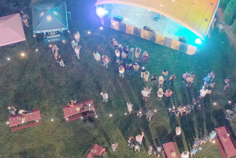 An aerial view of the Boots, Brews and BBQ event on Saturday, Sept. 13, 2025 in Oglesby.