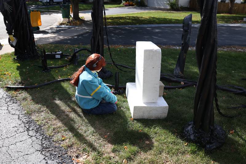 A scene from Dave Appel’s "Stranger Things"- themed Halloween display at his home in Plainfield. The Halloween display featuring a levitating Max from the Netflix show "Stranger Things" has gone viral on social media. Tuesday, Sept. 27, 2022, in Plainfield.