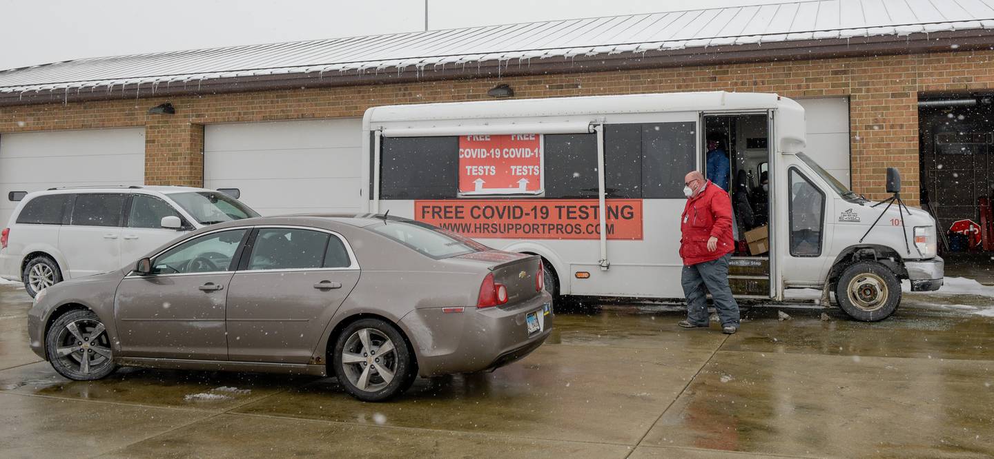 Free IDPH (Illinois Department Public Health) COVID-19 mobile pop-up testing site at DeKalb High School on Saturday, Feb. 13, 2021 in DeKalb.