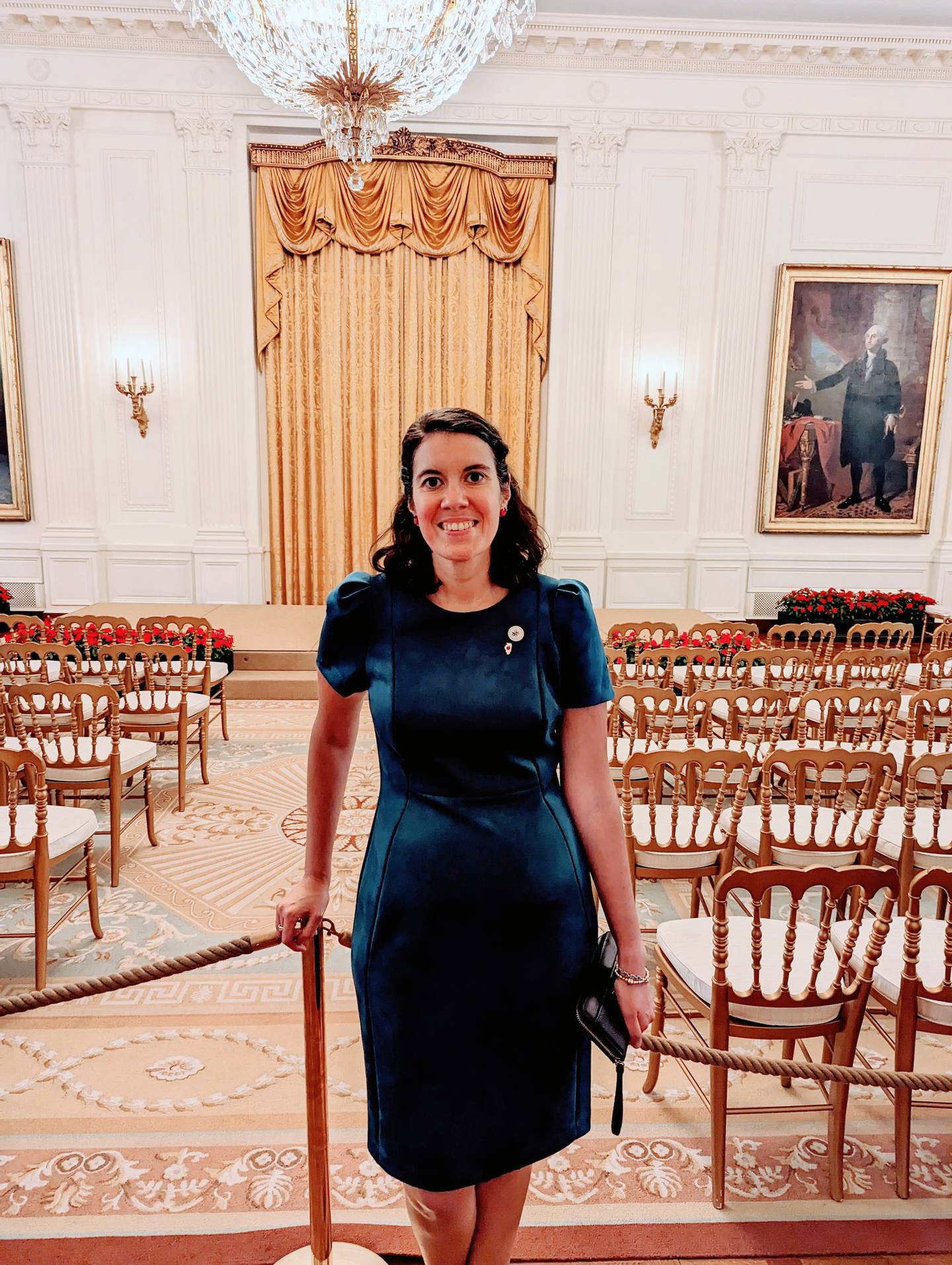 Kimberly Radostits poses in the White House during an Aug. 26 back-to-school event. Radostits teaches high school Spanish at Oregon Junior-Senior High School and was the 2022 Illinois Teacher of the Year.