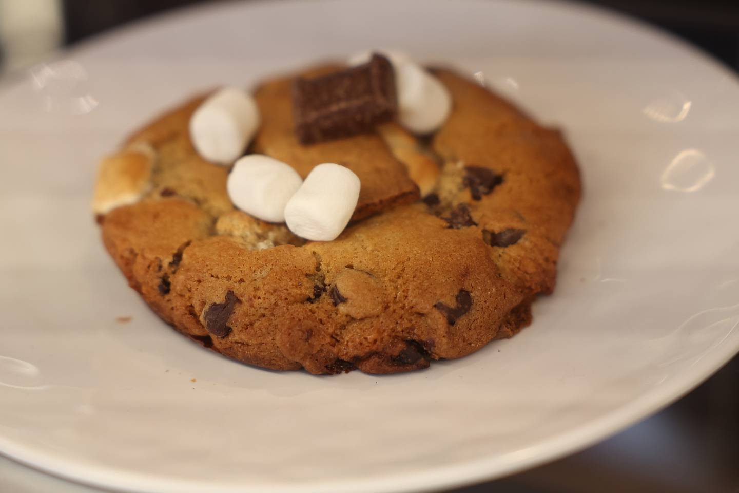 One of the more popular cookies the S’more sits on display Steve Buresh’s Cookie Store on Thursday, Nov. 21, 2024 in Plainfield.