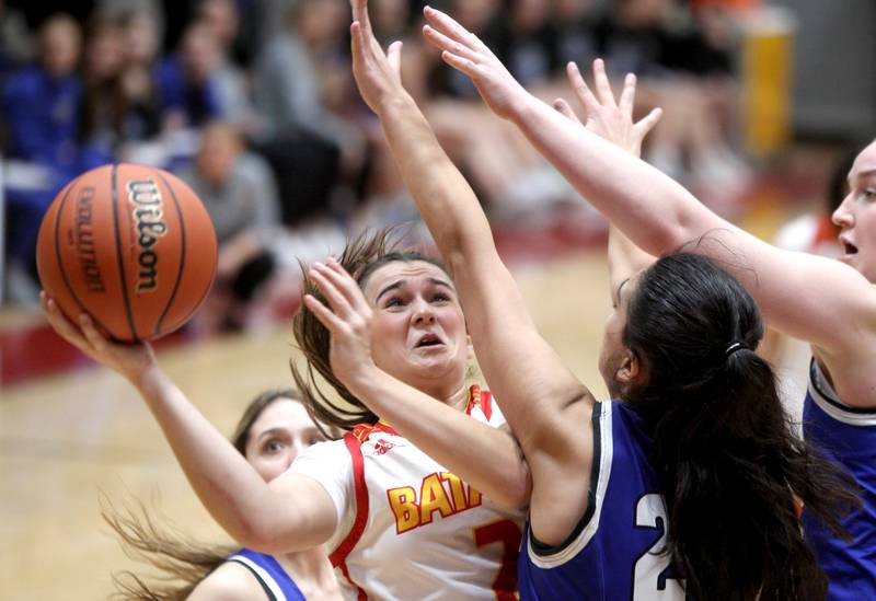 Batavia’s Brooke Carlson goes up for a shot during a home game against Geneva on Friday, Dec. 16, 2022.