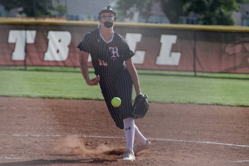 Huntley's Jori Heard delivers a pitch against Grant at the Class 4A Sectional Semifinal on June 1, 2022 in Huntley.