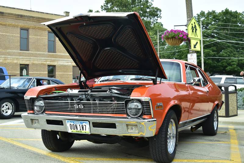 This beautiful 1974 Chevy Nova, owned by Don Williams of East Moline, traveled to Prophetstown Saturday, August 9, 2025 for the Make A Farmer festival. Don jokingly shared that his wife was upset with him for taking the car because she liked to take it to make her Saturday grocery shopping trip "fast". Hopefully the first place trophy in the modified car category he is taking home will help him get back in her good graces.