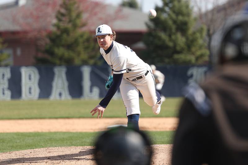 Lemont's Cannon Madej delivers a pitch against Sandburg on Saturday, March 16, 2024.