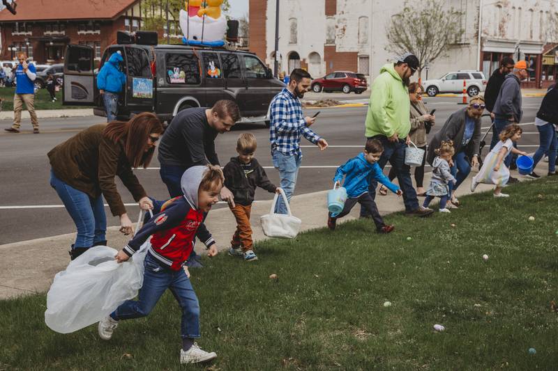 Children race for Easter eggs on Saturday, April 19, 2025, during the Princeton Rotary Club's annual event at Soldiers and Sailors Park.
