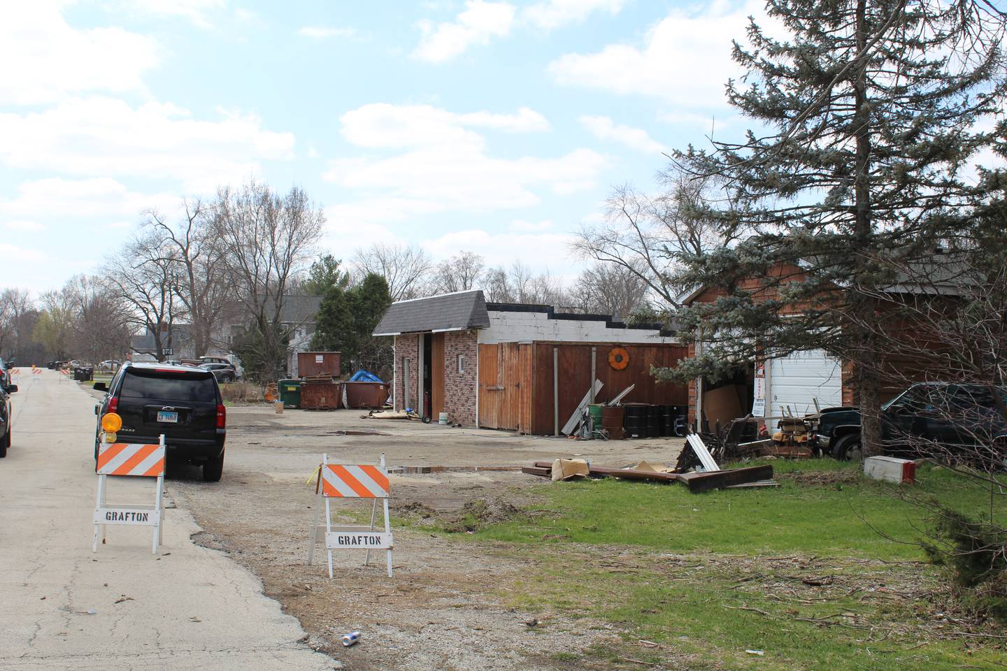 Police continue to have a portion of the 300 block of Briarwood Road near Crystal Lake blocked off to traffic on April 11, 2025.