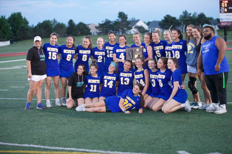 Lake Forest celebrates the Win over Crystal Lake Central at the Super Sectional Final on Tuesday, May 30, 2023 in Huntley.