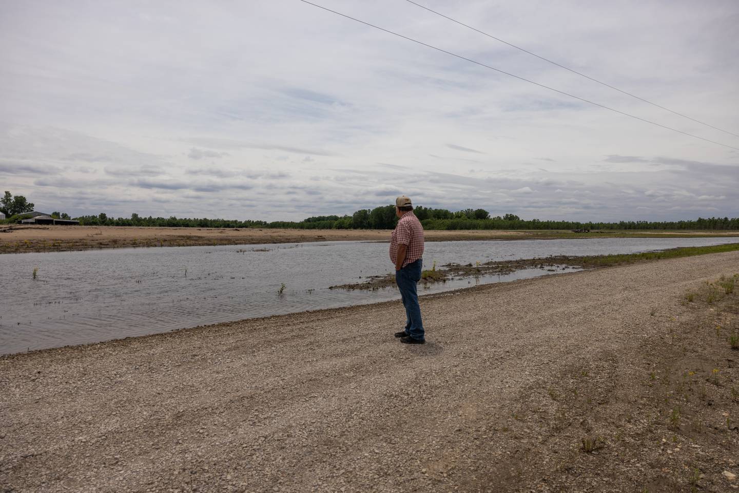 In May, Steve Williams looks across the land he farmed until late last year at Dogtooth Bend.