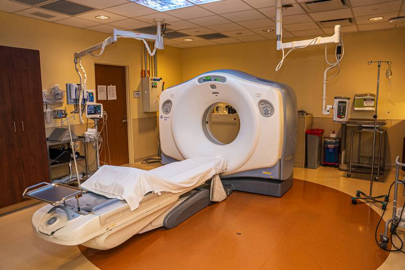 People at medium risk for a heart attack or stroke might want to consider a CT heart scan to screen for calcification in their coronary arteries. Silver Cross Hospital in New Lenox offers one for $49. Pictured is a CT scan at Silver Cross Hospital.