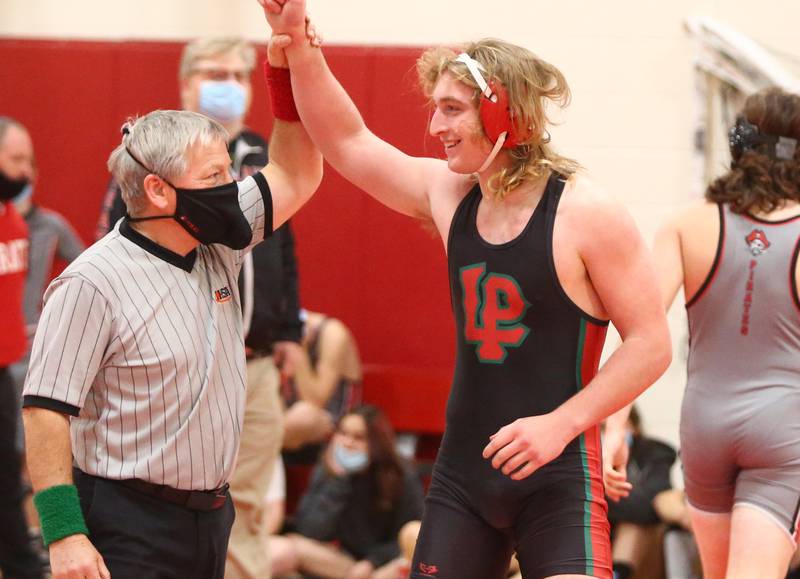 L-P's Connor Lorden, smiles after defeating Ottawa's Charles Medrow, on Wednesday Jan. 5,  2022.
